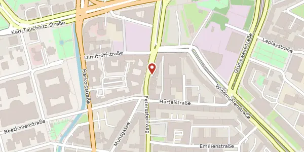 Karte der Umgebung von Peterssteinweg 7, 04107 Leipzig
