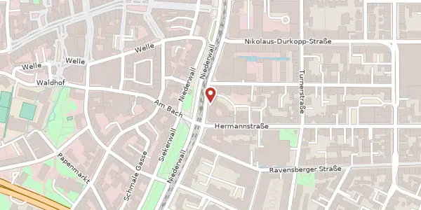 Karte der Umgebung von Niederwall 43, 33602 Bielefeld