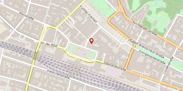 Karte der Umgebung von Bahnhofplatz 4, 90762 Fürth