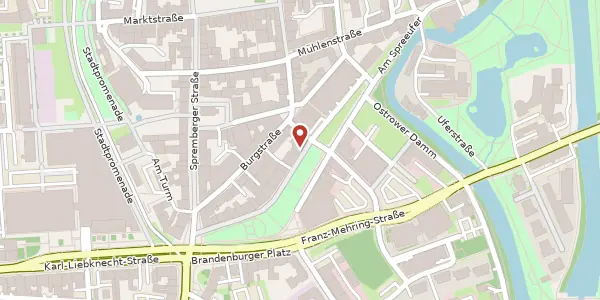 Karte der Umgebung von Brandenburger Platz 19, 03046 Cottbus