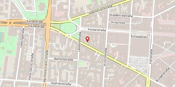 Karte der Umgebung von Amalienstr. 42 a, 76133 Karlsruhe