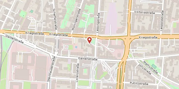 Karte der Umgebung von Kriegsstraße 105, 76135 Karlsruhe