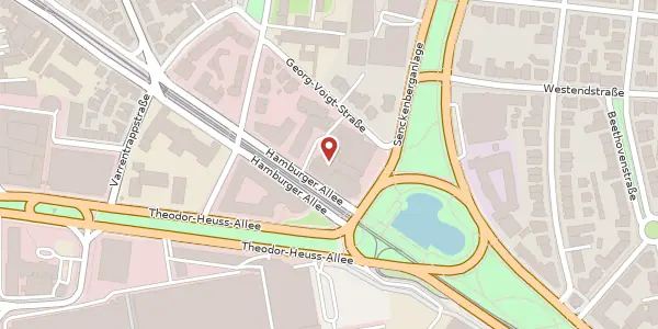Karte der Umgebung von Hamburger Allee 2-4, 60486 Frankfurt