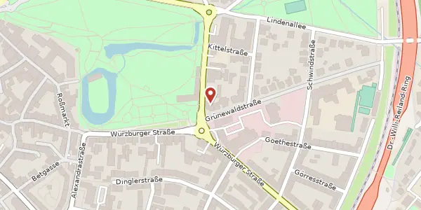 Karte der Umgebung von Grünewaldstr. 1, 63739 Aschaffenburg