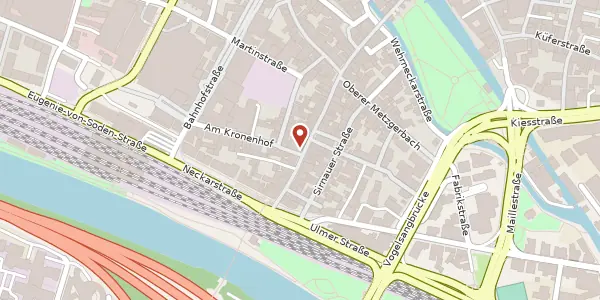 Karte der Umgebung von Pliensaustraße 40, 73728 Esslingen