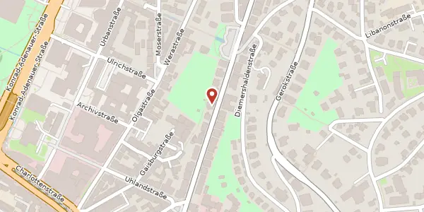Karte der Umgebung von Alexanderstraße 8A, 70182 Stuttgart