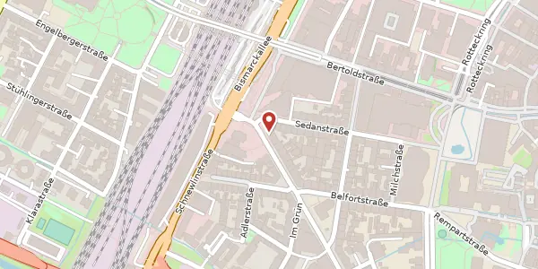 Karte der Umgebung von Wilhelmstraße 46, 79098 Freiburg im Breisgau