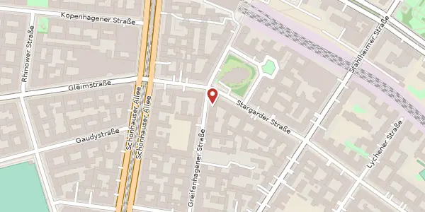 Karte der Umgebung von Greifenhagener Straße 17, 10437 Berlin