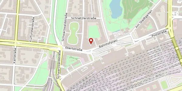 Karte der Umgebung von Bahnhofsplatz 12, 76137 Karlsruhe