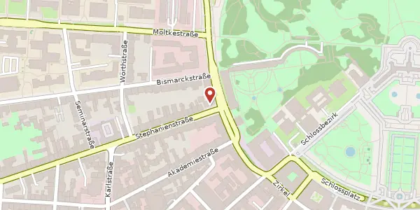 Karte der Umgebung von Stephanienstraße 2 B, 76133 Karlsruhe
