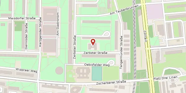 Karte der Umgebung von Zerbster Straße 14, 06124 Halle (Saale)