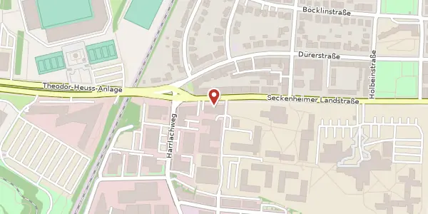 Karte der Umgebung von Seckenheimer Landstraße 4, 68163 Mannheim
