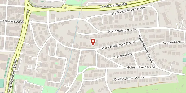Karte der Umgebung von Hohenloher Straße 57, 70435 Stuttgart