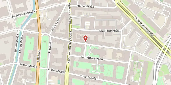 Karte der Umgebung von Riemannstraße 38, 04107 Leipzig