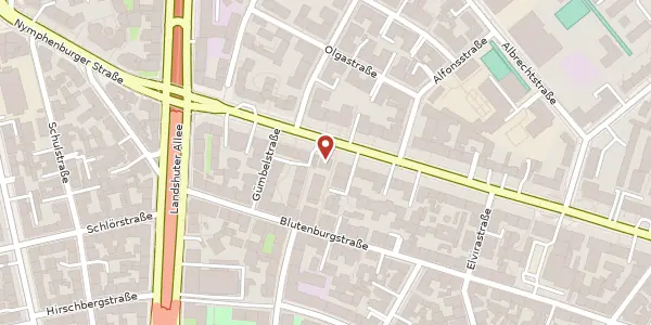 Karte der Umgebung von Nymphenburger Str. 127, 80636 München