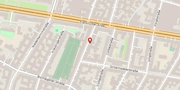 Karte der Umgebung von Mainzer Straße 23, 10247 Berlin