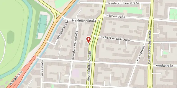 Karte der Umgebung von August-Bebel-Straße 14, 04275 Leipzig