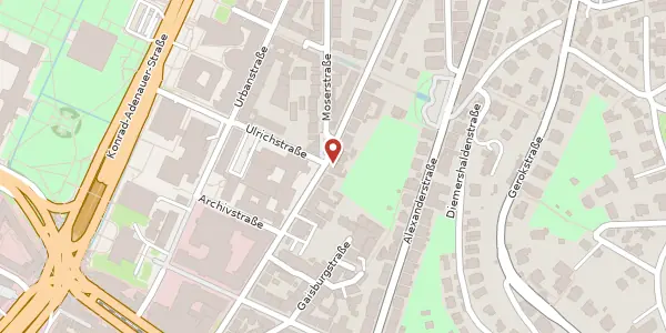 Karte der Umgebung von Olgastraße 1b, 70182 Stuttgart