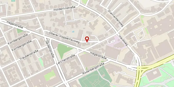 Karte der Umgebung von Oberer Hoppenlauweg 1 b, 70174 Stuttgart