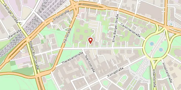 Karte der Umgebung von Theresienstraße 13, 01097 Dresden