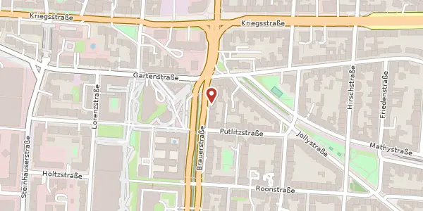 Karte der Umgebung von Brauerstraße 5, 76137 Karlsruhe