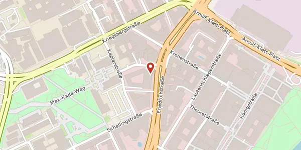 Karte der Umgebung von Friedrichstraße 14, 70174 Stuttgart