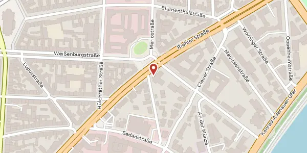 Karte der Umgebung von Riehler Straße 36, 50668 Köln