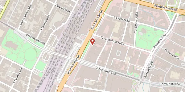 Karte der Umgebung von Bismarckallee 6, 79098 Freiburg im Breisgau