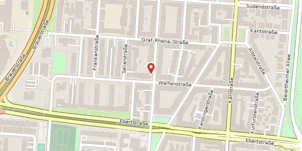 Karte der Umgebung von Hirschstraße 164, 76137 Karlsruhe