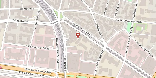Karte der Umgebung von Hamburger Allee 45, 60486 Frankfurt