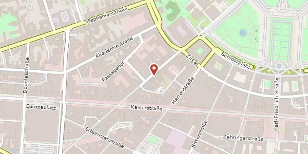 Karte der Umgebung von Waldstraße 19, 76133 Karlsruhe