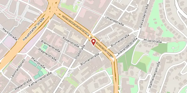 Karte der Umgebung von Charlottenstraße 22, 70182 Stuttgart