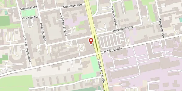 Karte der Umgebung von Lübecker Str. 14, 39124 Magdeburg
