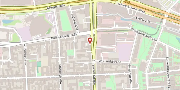 Karte der Umgebung von Rüppurrer Straße 4, 76137 Karlsruhe