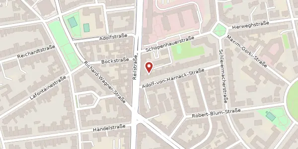 Karte der Umgebung von Adolf-von-Harnack-Str. 1, 06112 Halle (Saale)
