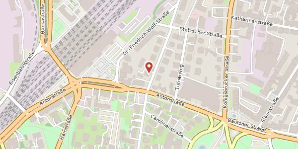 Karte der Umgebung von Erna-Berger-Straße 15, 01097 Dresden